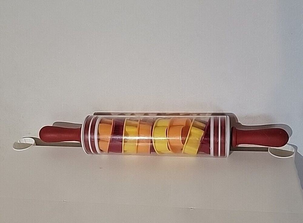 Roll & Store Rolling Pin with 9 Cookie Cutters Dishwasher Safe Complete Set